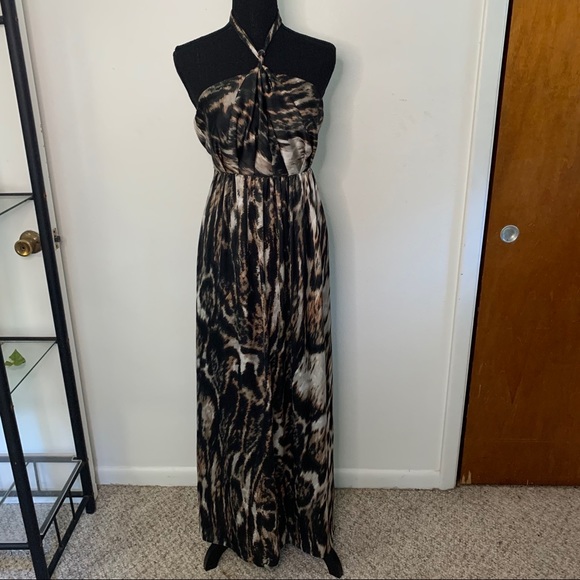 NWT H&M Animal Print Halter Maxi Dress SIZE 4 - Picture 3 of 10